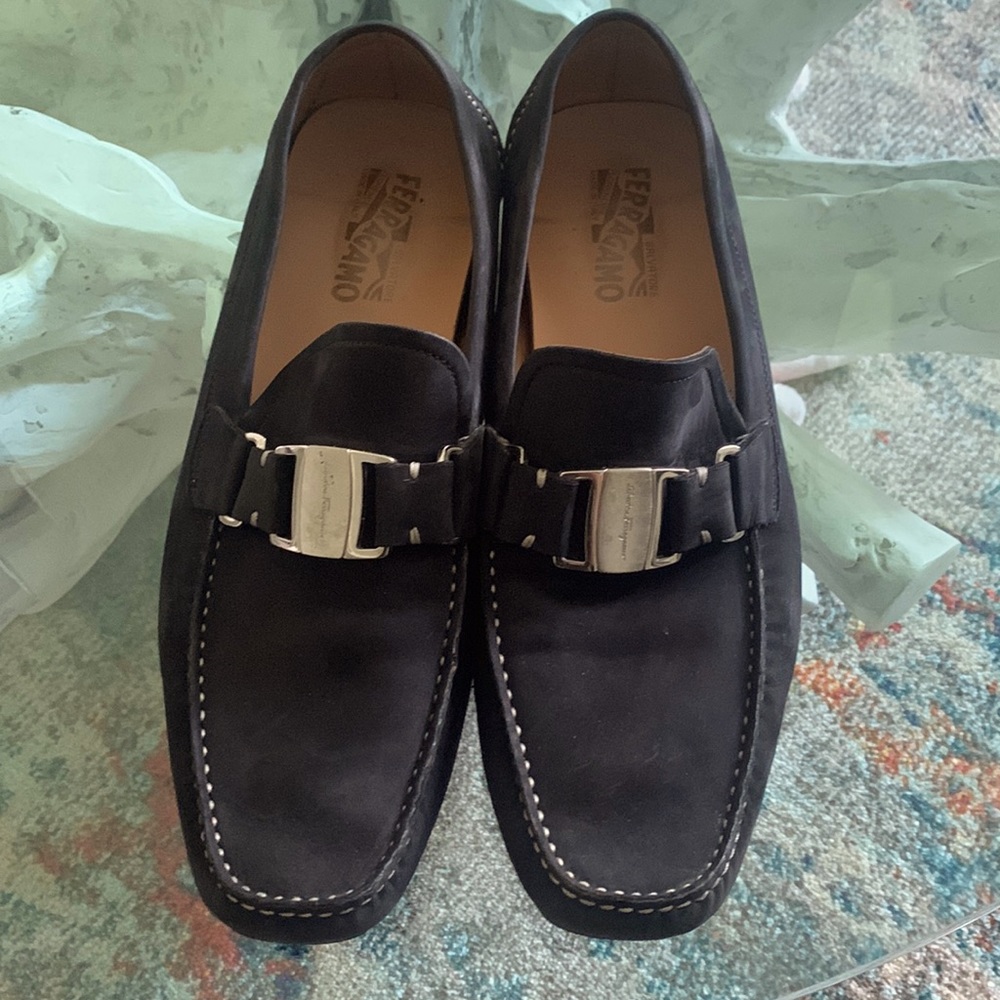 Mens BLACK SALVATORE FERRAGAMO Driver Loafers! Size 11 1/2! Made in Italy!